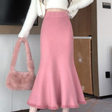 Fishtail Knitted Half-Body Dress Women's Spring And Autumn Winter 2025 New High-Waisted A-Word Bag Hip Pendant Long HZ0108