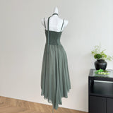 Cute A Line Spaghetti Straps Chiffon Summer Beach Dress Holiday Party Outfits For Girls HZ1214