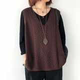 Knitted Vest Spring And Summer Hollow Sleeveless Thin Loose Size V Laguard Shoulder Retro Horse Tide Outside HZ0108