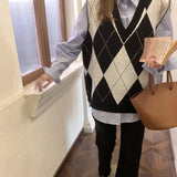College Wears Knitted Vest Women's Spring And Autumn 2025 New External Vest Stacked With Autumn Lingg V-Neck Sweater HZ0108