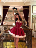 Niulatu Gown Spaghetti Straps Red Christmas Dress Birthday Dresses Birthday Outfits SD1125