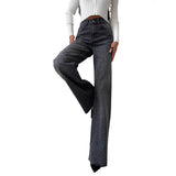 High-End Leopard-Print Jeans Women Spring 2025 New High-Rise Thin High-Grade Straight-Lens Narrow Version Of Trousers Women HZ0108