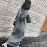 Mid-Winter 2025 Women's Hooded Long Knee Dress Fashion Simple Inside And Outside Wearing Lazy Knitted Dress HZ0108
