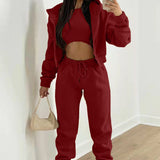 Women's 2025 Spring Suit New Solid Color Simple Hoodie Casual Fashion Sportswear Set HZ0108