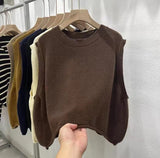 European Round-Neck Knitted Vest Women's Dress 2025 Spring And Autumn Thin Jacket Folded With Sleeveless Vest Tops HZ0108