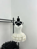 Cute Spaghetti Straps Ballet Skirt Ruffles Summer Dress Holiday Party Outfits For Women HZ1214