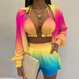2025 Women's Sexy Three-Piece Spring Beach Fashion Shorts Set HZ0108