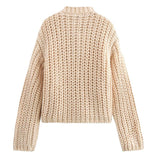 Autumn/Winter 2025 New Autumn And Winter Women's Coarse-Coat Pocket Button Knitted Sleeve Sweater Coat HZ0108