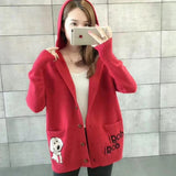 Korean Version Of The New Autumn Women Thick Sweater Knitted Hoodie Loose Outer Coat Women's Top HZ0108