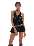 Sports Style Hat-Cloak Dress Women's Summer 2025 High-End Zipper Splicing Color Stripe Sandwich Cake Skirt HZ0108