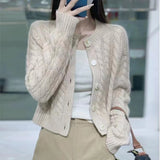 High-End Soft-Dense Cardigan Sweater Women 2025 Autumn And Winter New Retro Loose Jasmine Short Coat Top HZ0108