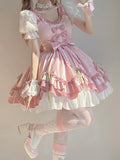 Sweet Ball Gown Lolita Outfits Short Sleeves Pink 18th Birthday Dress Lolita Summer Dress Birthday Outfits HZ1214