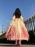 Vintage Ball Gown Off The Shoulder Short Sleeves 16th Ombre Pink Birthday Dresses Lolita Dress Birthday Outfits HZ1214