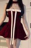 Niulatu Gown Strapless Dark Red Christmas Dress Birthday Dresses Birthday Outfits SD1290