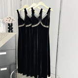 Sexy Mermaid Straps Black Velvet Summer Dress Holiday Party Birthday Outfits For Women HZ1214