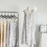 Cute A Line Spaghetti Straps Floral Chiffon Summer Dress Holiday Party Outfits For Girls HZ1214