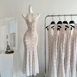 Sexy Mermaid V Neckline White Lace Summer Dress Holiday Party Birthday Outfits For Teens HZ1214