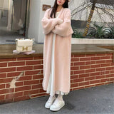 2025 Autumn Women's Loose Long Sweater Knitted Shirt Coat Lazy Wind Imitation Water Velvet Knitted Shirt Woman HZ0108