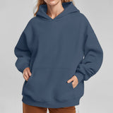 2025 Spring Coat Tunic Temperament Commuting Loose Solid Hooded Pocket Fashion Hooded Hoodie Woman HZ0108