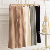 Relaxing High-Waisted Solid-Colored Knitted Broad-Legged Trousers Women's New Korean Version Of The Relaxed Straight Trousers In The Autumn And Winter Of 2025 HZ0108
