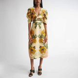 Niulatu Linen Positioning Print Dress In Spring/Summer 2025 INS Loose Holiday Women's Dress SPCP