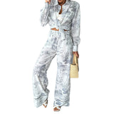 Spring 2025 Women's New Casual Print With Shirt Trousers Fashion Suit HZ0108