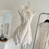 Sexy A Line Halter Neckline Floral Short Summer Dress Holiday Party Outfits For Women HZ1214