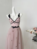 Cute A line Straps Pink Tulle Summer Dress Holiday Party Outfits For Women HZ1214