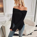 Autumn And Winter 2025 New Lady Fashion Shoulder Repair Fork T-Shirt HZ0108