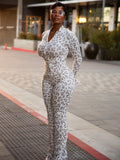 New Set In Autumn 2025 Fashion Babes Leopards Slim Thin Open Shirt Trousers Two Sets HZ0108