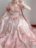 Sexy Ball Gown Off The Shoulder Short Sleeves 16th Pink Birthday Dress Lolita Dress Birthday Outfits HZ1214