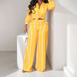 Women's Clothing 2025 Winter New Temperament Casual Long-Sleeved Striped Shirt Trousers Fashion Suit Women HZ0108