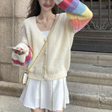 Knitted Cardigan Spring And Autumn Girl 2025 Small Design Feeling Sweet Loose Short Coat Tide Sweater Loose HZ0108