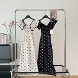 Cute A Line V Neckline Polka Dots Summer Dress Holiday Party Outfits For Women HZ1214