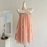 Cute A Line Spaghetti Straps Pink Chiffon Summer Dress Holiday Short Party Outfits For Women HZ1214