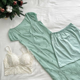 Tea Break French Puff Sleeve Hollow First Love Fishtail Dress 3-Piece Set HZ1214
