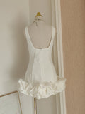 Niulatu Sheath White Satin Holiday Dress Travel Vacation Dresses Short Birthday Dress SD1253