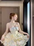 Niulatu Ball Gown Strapless Short Champagne Lolita Dresses Party Dress Birthday Outfits SD1197