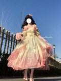 Vintage Ball Gown Off The Shoulder Short Sleeves 16th Ombre Pink Birthday Dresses Lolita Dress Birthday Outfits HZ1214