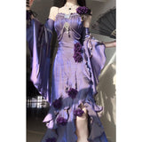 Vintage High Low Spaghetti Straps Grape 16th Birthday Dress Lolita Dress Satin Birthday Outfits HZ1214