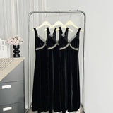 Sexy Mermaid Straps Black Velvet Summer Dress Holiday Party Birthday Outfits For Women HZ1214