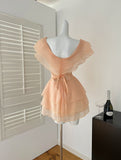 Cute A Line V Neckline Layers Summer Dress Holiday Party Outfits For Girls HZ1214