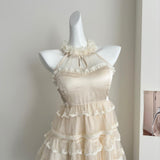 Cute A Line Square Halter Lace Summer Dress Holiday Party Outfits For Girls HZ1214