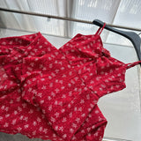 Sexy A Line Spaghetti Straps Floral Red Summer Dress Holiday Party Outfits For Women HZ1214