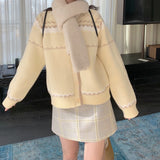 Korean Version Of The Small Fragrant Style Shoulder Sleeve Sweater Women's 2025 Autumn And Winter Women's Striped Single Buckle Knitted Open Shirt Jacket HZ0108