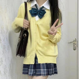 JK Uniforms Fall College Outside The Wind Loose Solid Sweater Knitted Cardigan Thin Coat Women's Top HZ0108