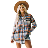 2025 Women's Top Autumn And Winter New Dress Long-Sleeved Pocket Casual Plaid Shirt HZ0108