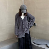 Imitating Sleeve Open Shirt Women Loose Korean Version Of 2025 Autumn And Winter Women's Clothing Lazy Wind Outside The Thin V-Neck Knitwear HZ0108