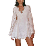 Niulatu New Long Sleeves With Lace Lace V-Neck Dresses SPCP