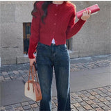 College Style Women's Sweet Mahjong Jersey Sweater Women's Autumn And Winter Small Short High-End Knitted Open Shirt Coat HZ0108